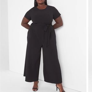 Lane Bryant black wide leg short sleeve jumpsuit 14